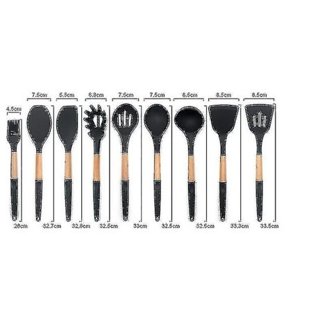 Keittiövälineet Silikonikeittiövälineet 9 osan setti Liukumaton kahva Keittiötyökalu