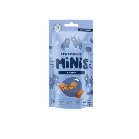 Monster Pet Food - Minis godbiter Laks 60 g - Katt - Kattegodteri & kattegress - Belønningsgodbiter katt - ZOO.no