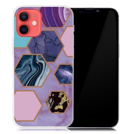 Marble design iPhone 13 cover - Sekskanter I Lilla Baggrund