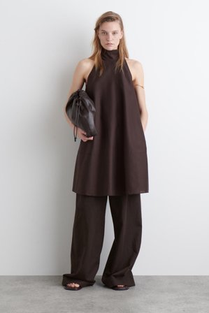 COS Women's Fluid Halterneck Mini Dress in Brown