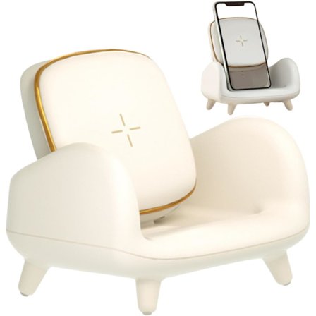 1 st Mobiltelefonhållare med trådlös laddning för skrivbord, multifunktionell mobilhållare i soffform