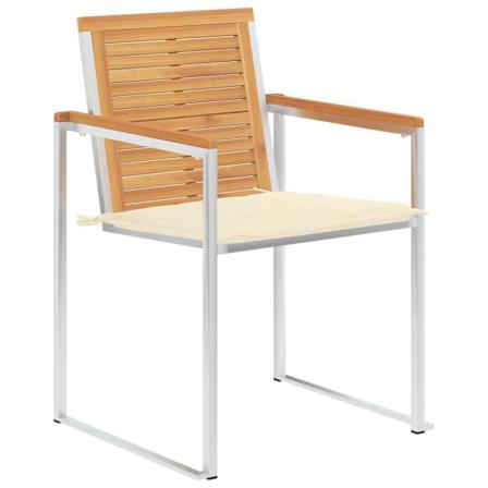 Vidaxl Trädgårdsstolar Med Dynor 8 St Massiv Teak Creme