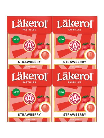 Läkerol sugar free vegan pastilles with strawberry flvaour, with sweeteners 0.1kg