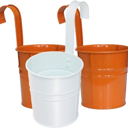 Hengende blomsterpotter i metall, jernbøtteplanter for