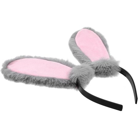 Kaninører Grå Hårbøjle Blød Plys Kanin Hårbånd til Kvinder Påske Fest Hovedbeklædning