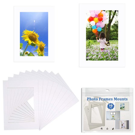 Artist's Choice Skråskåret Hvit Bilderamme, Førsteklasses Ferdigskåret Passepartout, For 8x6 Tommers Bilder, Kjerne Skråskjæring, Trygg å Bruke, 10 