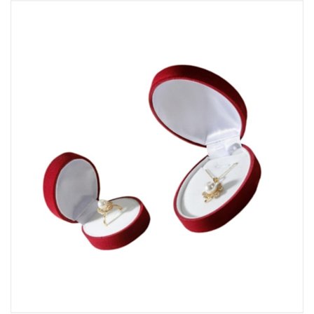 Bærbar fløjlspudset ringæske i rød med EVA skal, kompakt rejse- og gaveæske til smykker