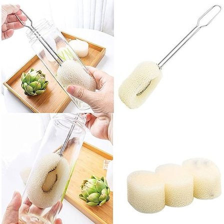 Set med 4 Svamprengöringsborstar, Repfri Glasrengöringsborstar för Flaskor, Kokare, Koppar, Babyflaskor och Mer