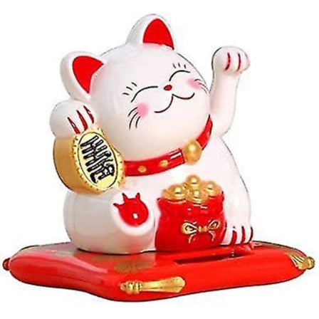 Aurinkovoimalla Toimivat Heiluvat Kissan Hahmot Auton Koristeeksi Aurinkoenergialla Toimivat Lelut