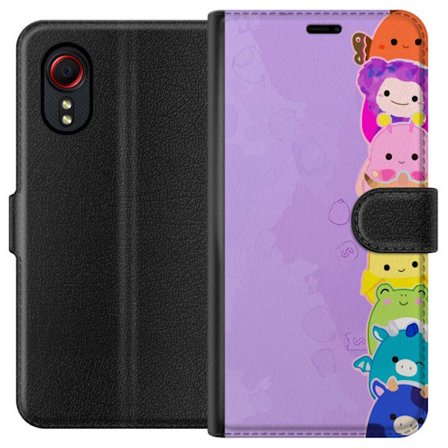 Yhteensopiva Lompakkokotelo Samsung Galaxy Xcover 5 Tumma siluetti Jeesuksesta, jolla on orjantappurakruunu mustaa taustaa vasten, voimakkaassa kontra