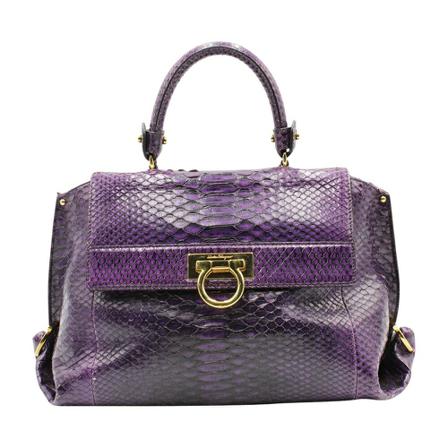 Salvatore Ferragamo Pre-owned Purple Python Sofia Medium Taske Lilla, Dame Vintage Tasker, Størrelse: ONE Size