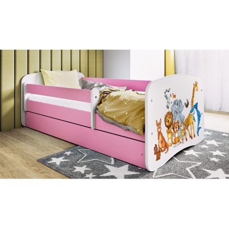 Kocot Kids Barnsäng - Babydreams Rosa Med Madrass - Djur 140x70 Cm - Litenleker