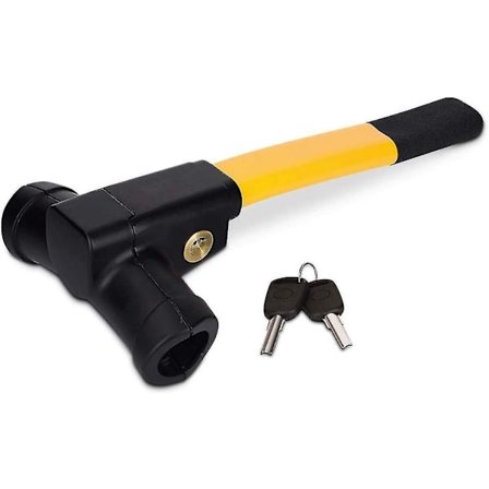 Universal Ratstyringslås til Bil, T-formet Ratlås med 2 Nøgler Tyverisikringsanordninger gul/sort 1 stk