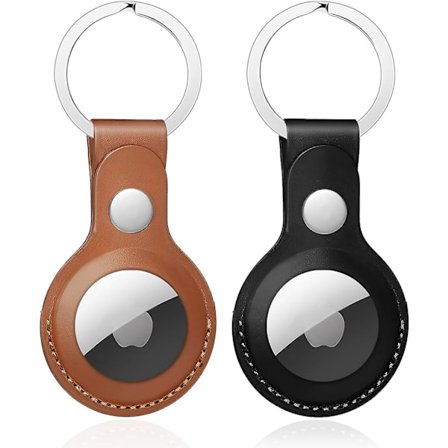 (Brun + Svart) Airtag Kompatibel Nøkkelring, Airtag Nøkkelring, Vaskbar og ripebestandig Apple AirTags Bærbar Veske