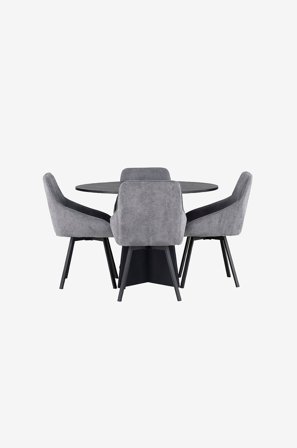 Venture Home - Spisegruppe Bootcut med 4 stk. stole Rosie - Sort - Spisegrupper - Fra Homeroom