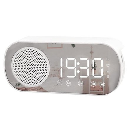 LED-digitalt vækkeur med FM-radio og Bluetooth-højttaler, 3 lysstyrkeniveauer, snooze