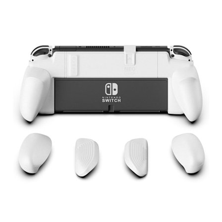 NeoGrip-pakke: Et ergonomisk grep med hardt skall og utskiftbare grep [for å passe alle håndstørrelser] for Nintendo Switch OLED og vanlig modell