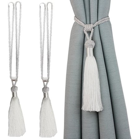 Sæt med 2 håndlavede reb gardinholdere med kvaster til hjemmet