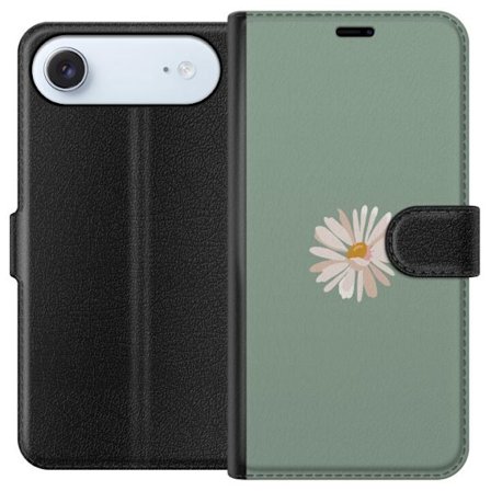 Kompatibelt Plånboksfodral till Apple Apple iPhone 17 Air Grön Minimalblomma – stilren blomma på grön bakgrund
