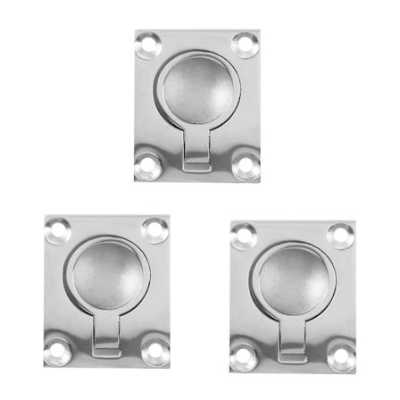 3 stk. 48 x 38 mm Bådsluk Hatch Lås Skab Flush Mount Ring Træk Håndtag Marine Surfing Hardware