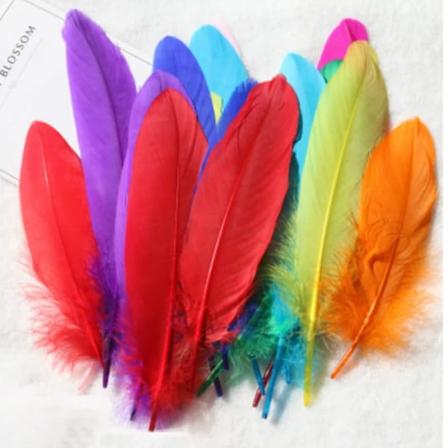 15-20cm Hårda Gåsfjädrar Konstgjorda Svanfjädrar Hantverk Tillbehör Färgglada Drömfångare Fjäderdekoration Color mixing 50pcs