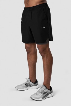 ICANIWILL - Training 2-in-1 Shorts Black/Grey Men - Herre - ICIW