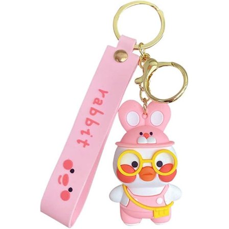 Briller And Nøglering Tegneserie Briller Lille Gul And Nøglering Sød Pink Kanin Nøglering Par Nøglering Mode Bilnøgle