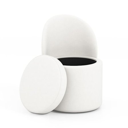 COSTWAY Meikkipöydän Jakkara, 36L Säilytystila, Moderni Pehmustettu Istuin 49 x 48 x 68 cm (P x L x K) Valkoinen