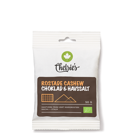 Chelsie s Organic Gourmet Prod Ristede Cashewnøtter Sjokolade og Havsalt 50 g