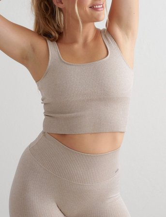 aim ́n Ribbed Seamless Shaping Bralette - Beige - M