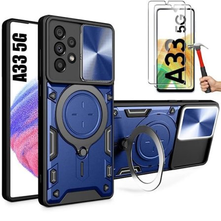 Coque og hærdede glas - Booling - til Samsung Galaxy A33 5G - marineblå - stødabsorberende - kameradækning