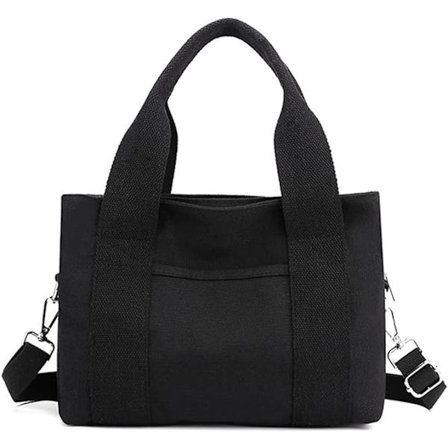 Canvas skulderveske liten stoffveske for kvinner hverdags topphåndtak veske flere lommer crossbody veske damer messenger bag