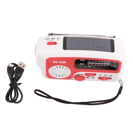 RD639 Solarradio Nød Oplader til Mobiltelefon Håndsving AM FM Radio med LED Lommelygte
