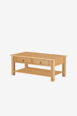 Loft24 - Salongbord med 2 skuffer i furu natur Ines - Brun - Sofabord - Fra Homeroom