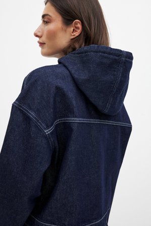 NA-KD Veste en jean à capuche - Vestes en jean - Bleu - EU 32