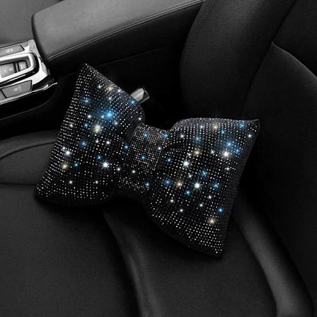 Star Sky Kudde, Bil Kudde, Cool Och Skinande, Rhen Sten Fjäril Knop Bil Sittplats Huvud, Designad Speciellt För Kvinnor 1 piece black