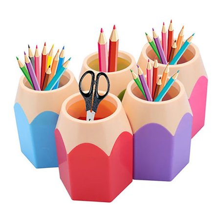 5-pak Kreativ Blyantspids Design Pen Vase Blyantholder Makeup Børsteholder Kontorartikler Opbevaringsorganisator Skrivebordsoprydningsbeholder