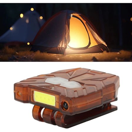 Clip-on Pannlampa Rörelsesensor 2 Hastigheter Mini Handsfree COB Pannlampa USB Uppladdningsbar för Vandring Fiske Löpning, DUBUNS