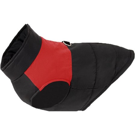 ING Varm og vindtett hundejakke, vinterjakke for kjæledyr, svart og rød, størrelse