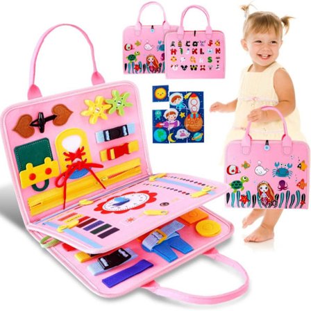 Montessori Busy Board för barn, 3 lager Montessori Board, Aktivitetsbräda, Lärande Livsfärdigheter Pedagogisk Leksak Present till barn Baby 1-4 år 