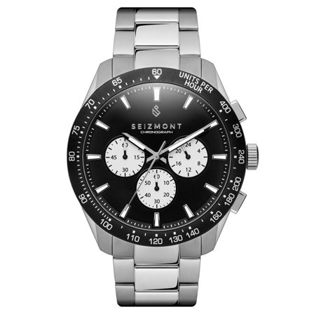 Lounet | Ceas cronograf din oțel inoxidabil, negru și argintiu pentru bărbați - Ceasuri de mână