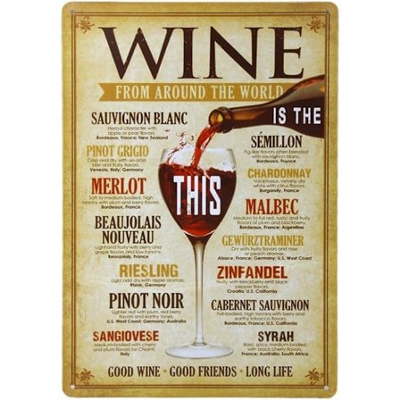 Retro Metal Plakat Vintage Dekorativ Kunst Maleri til Bar Cafe Pub 20cmx30cm Vin