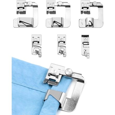 6 stycken symaskinsfötter, 3 smala rullade fållar DXGHC