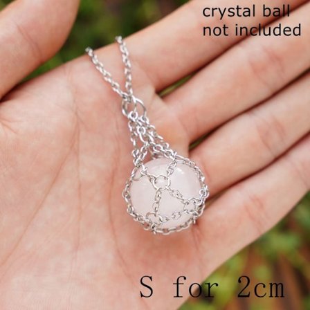 Crystal Holder Cage Necklace Crystal Net Metal Necklace SILVER S