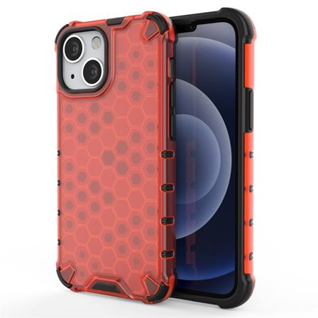 Honeycomb Case panser cover med TPU Bumper til iPhone 13 mini rød