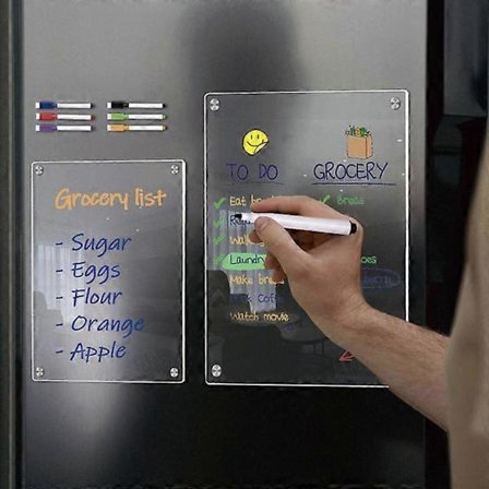 Magnetisk akryl notatblokk med penn for ukeplanlegger, slettbar Cl