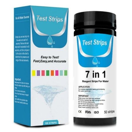 Vand Test Papir 7i1 pH alkalinitet Nitrit Klor Brom KH GH NO2 NO3 Hårdhed Test Strips