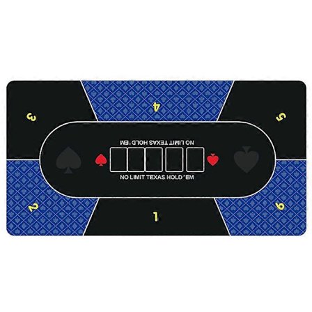 120X60Cm Blå Svart Sex Spelare Texas Hold'Em Bordsduk Gummi Bordsmatta För Casino{KDO}