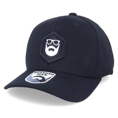 Bearded Man - Noir adjustable Casquette - Hexagon Logo 110 Black/White Adjustable @ Hatstore