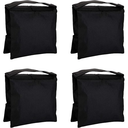 Heavy Duty fotografisk sandsäck Studio Video Sandpåse för lätta stativ, bomstativ, stativ, paket med 4 (svart)